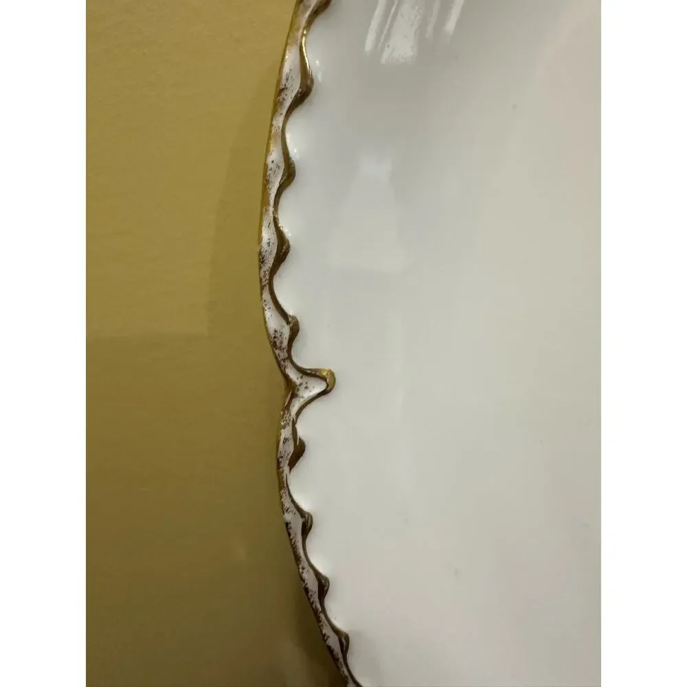 Vintage Haviland France Porcelain Plate Scalloped Gold Rim Elegant Dining Decor‎